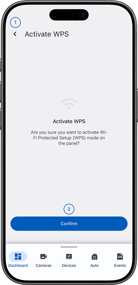 Activate WPS screen with back and confirm buttons (light)