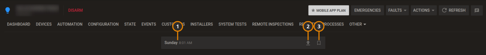 Navigating the BACKUPS tab (dark)
