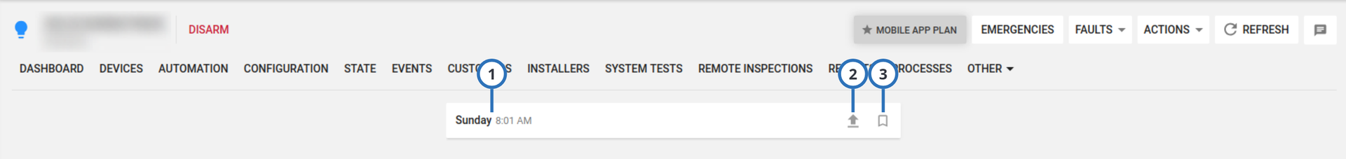 Navigating the BACKUPS tab (light)