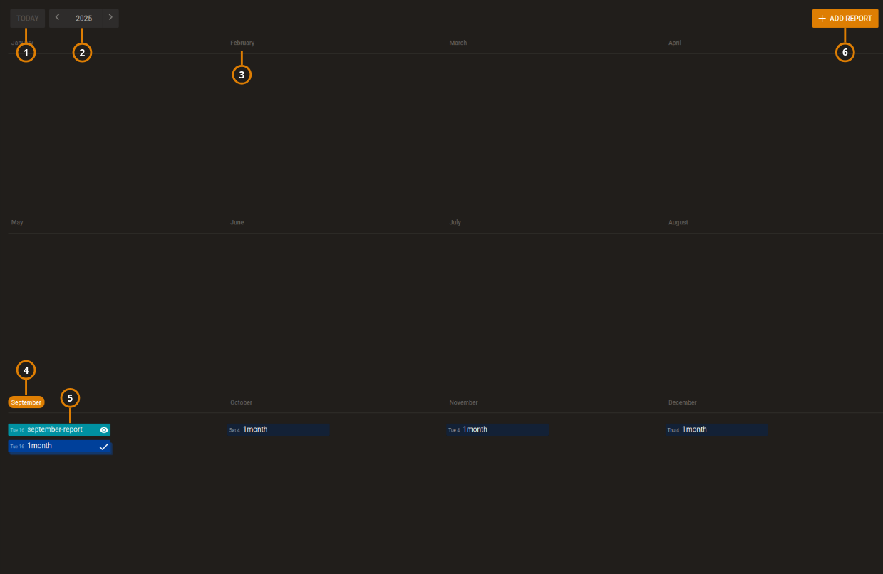 Navigating the Reports tab (dark)