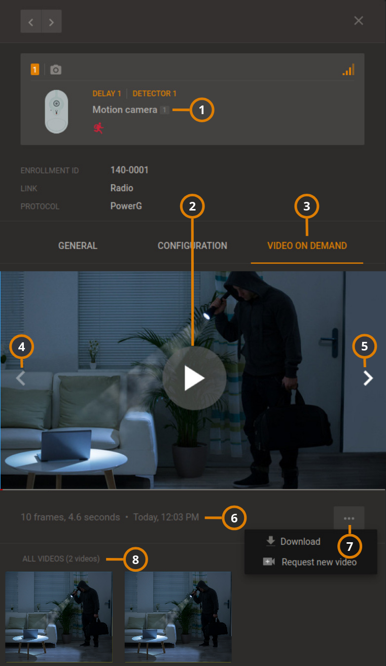 Navigating the VIDEO ON DEMAND tab (dark)