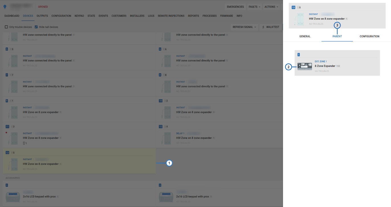 Using the PARENT tab (light)