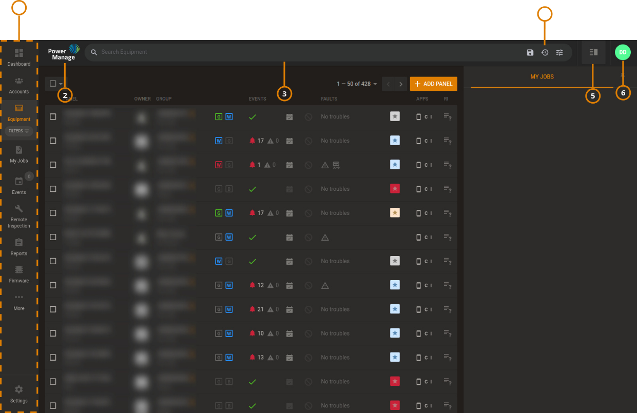 Navigating the UI (dark)