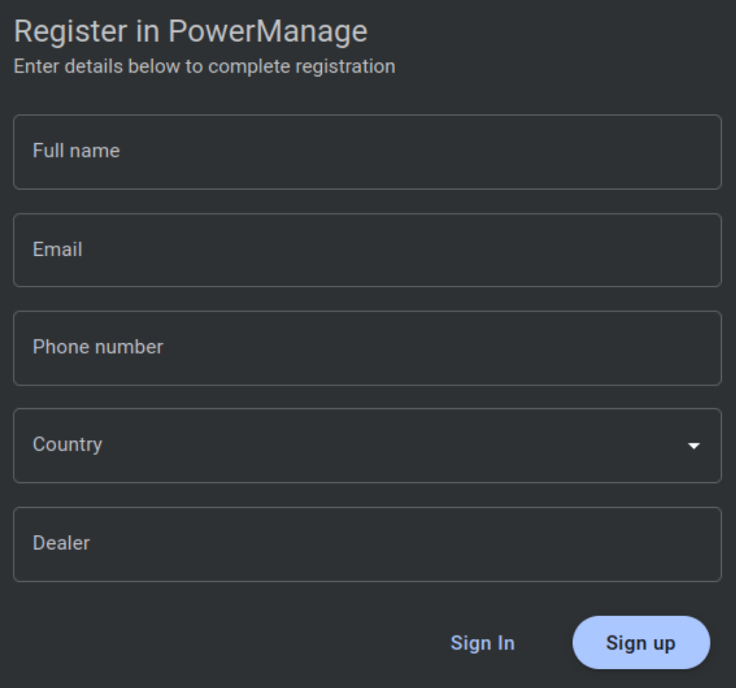 Registration details (dark)