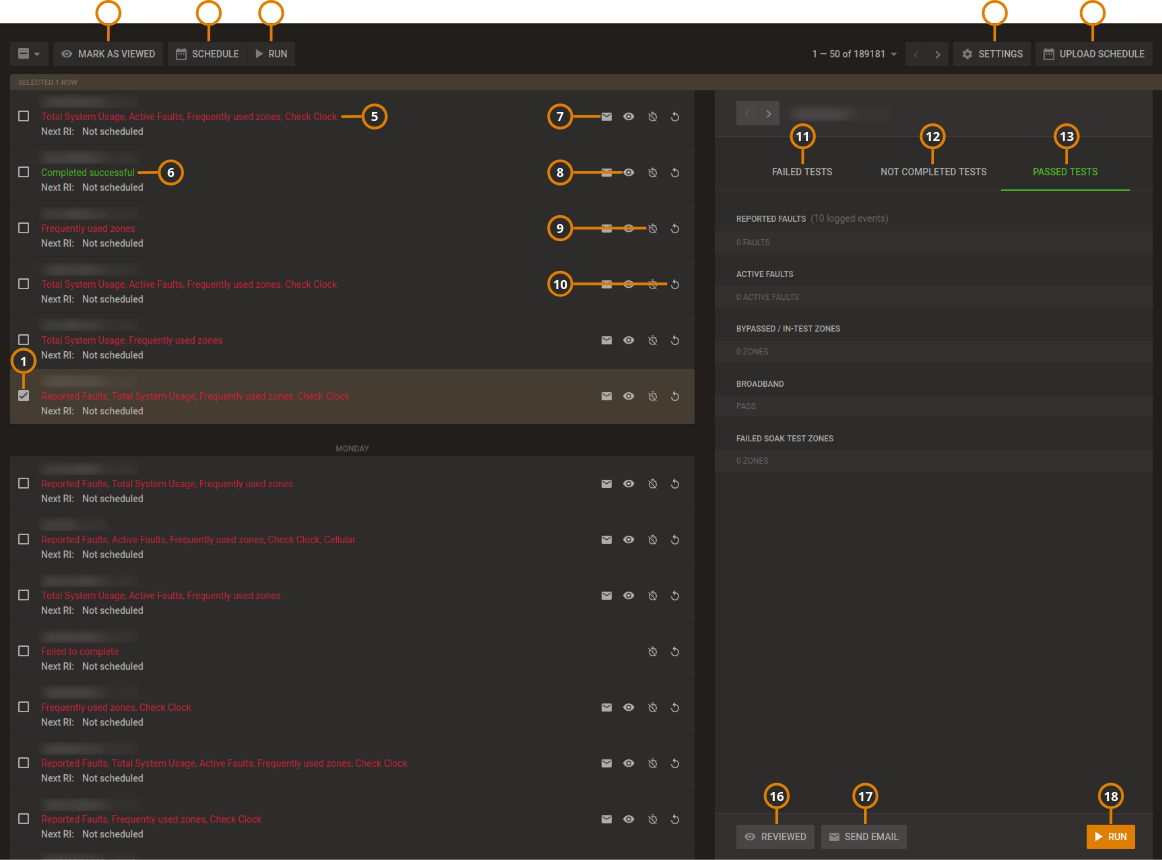 Navigating the Remote Inspection page (dark)