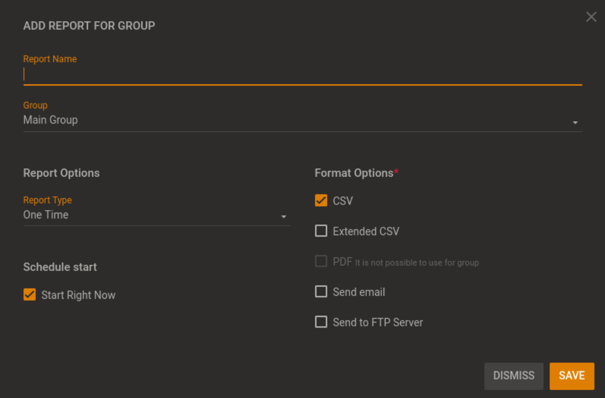 Creating new group report (dark)