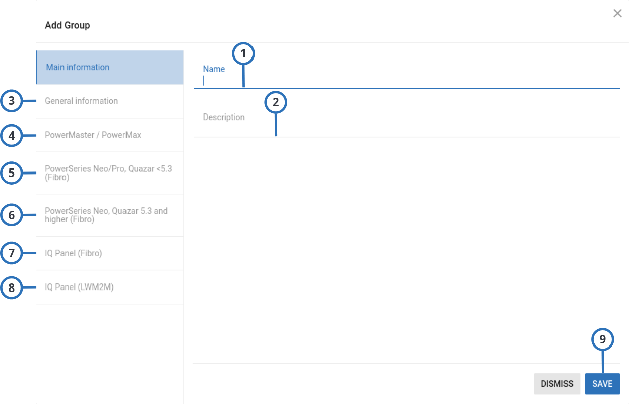 Group parameters dialog box (light)