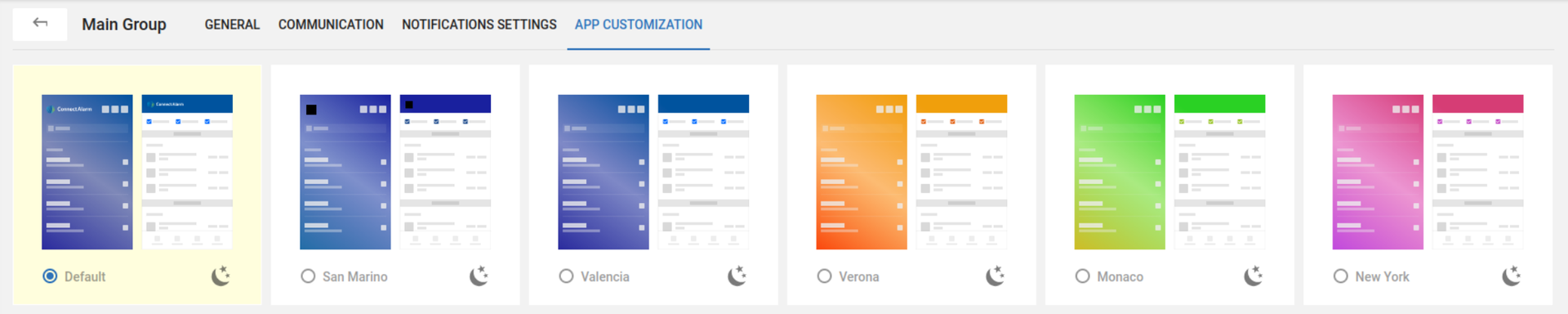 APP CUSTOMIZATION tab (light)