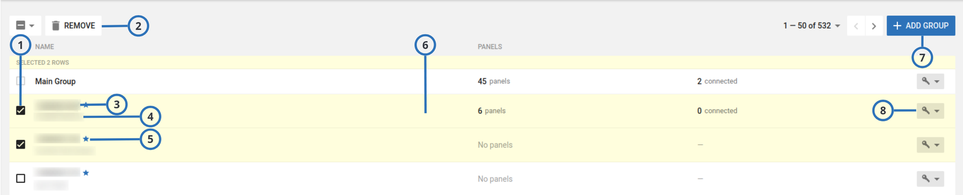 Navigating the Groups page (light)