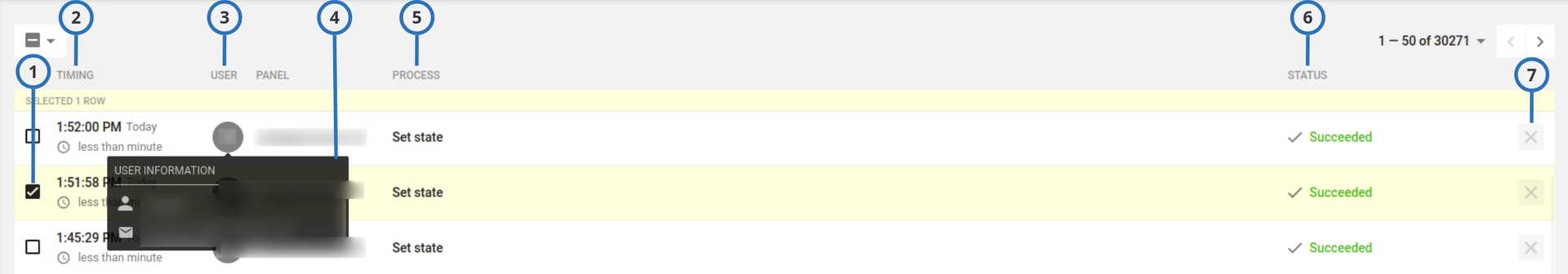 Navigating the Processes page (light)
