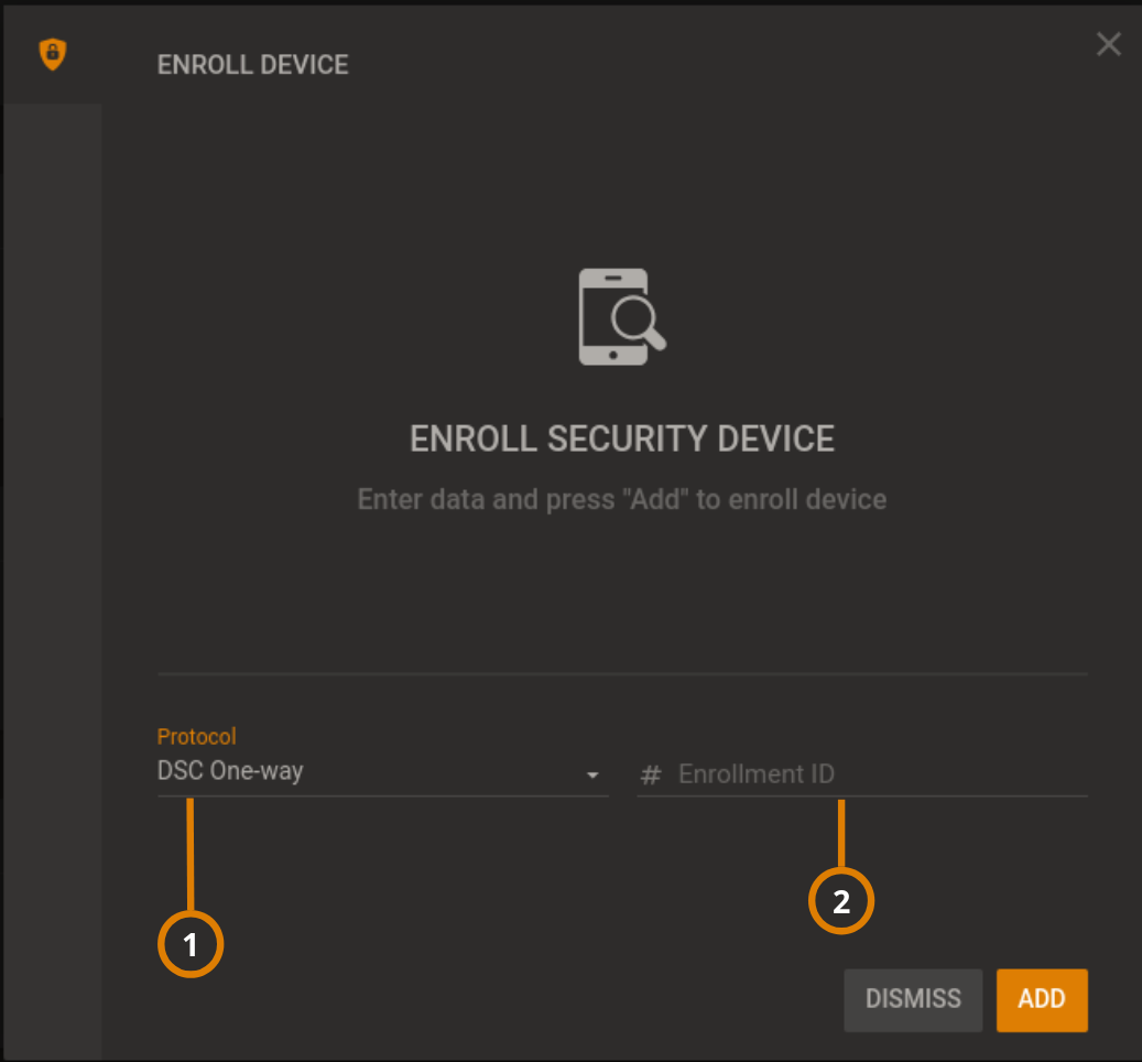 Add a DSC 1-way wireless device (dark)