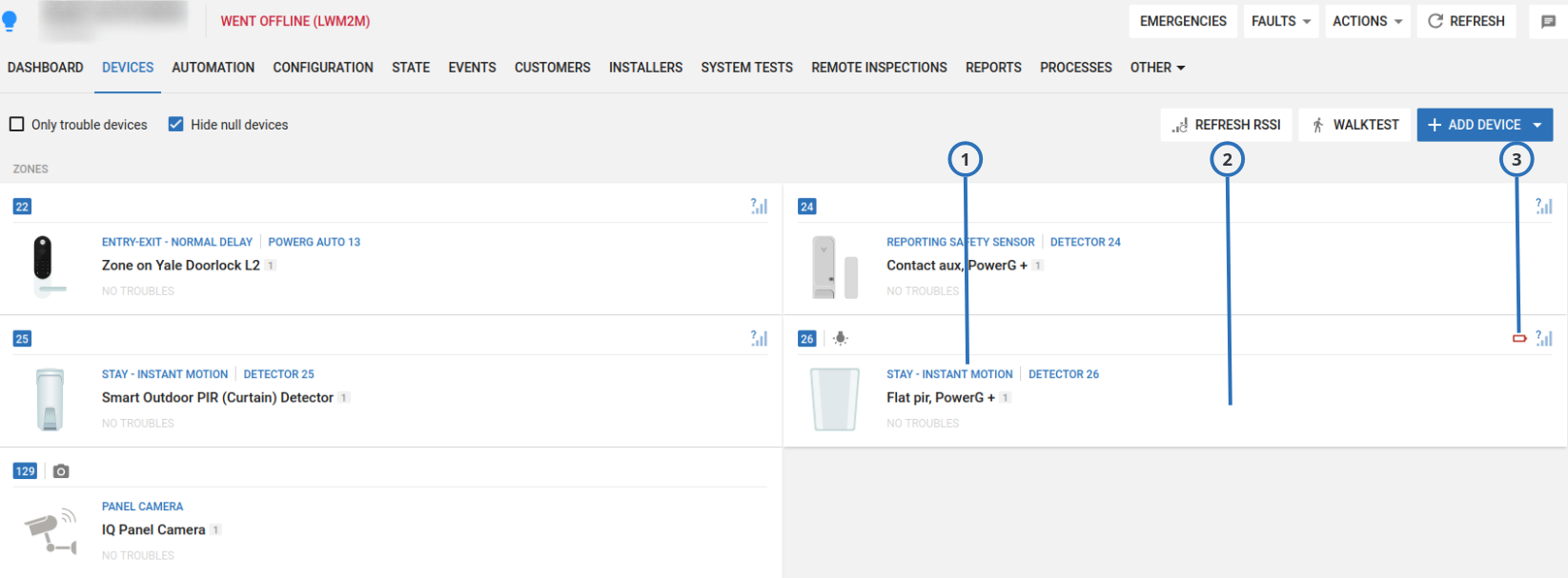 PowerG+ devices battery level (light)