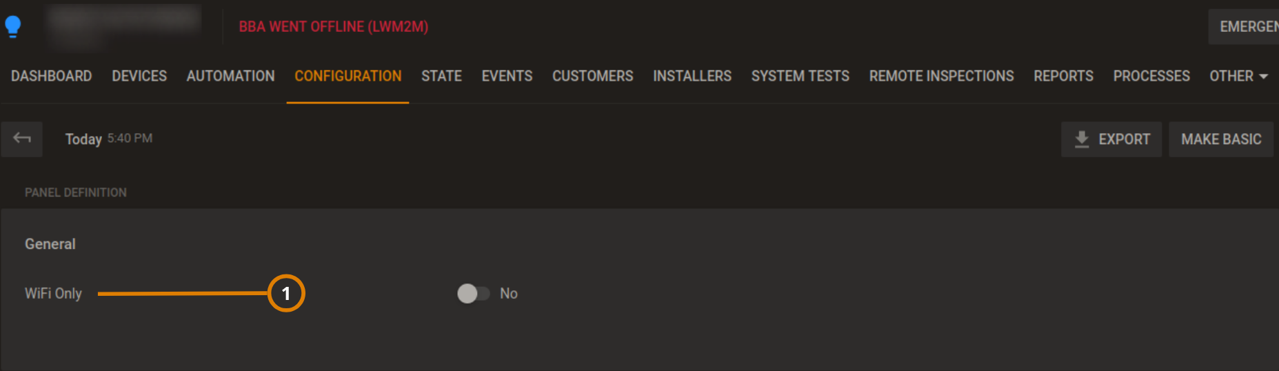 Wi-Fi only panel (dark)