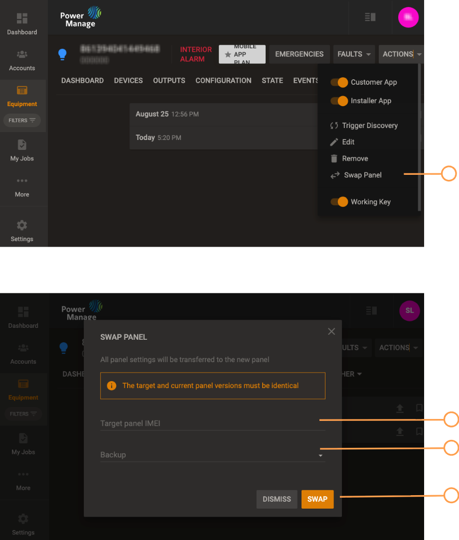 aaNavigating the BACKUPS tab (dark)