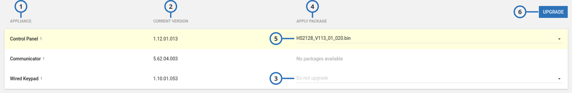 Navigating the FIRMWARE tab (light)