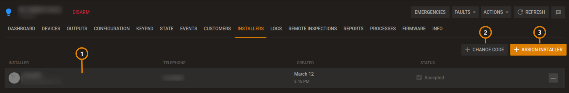 Navigating the Installers tab (dark)