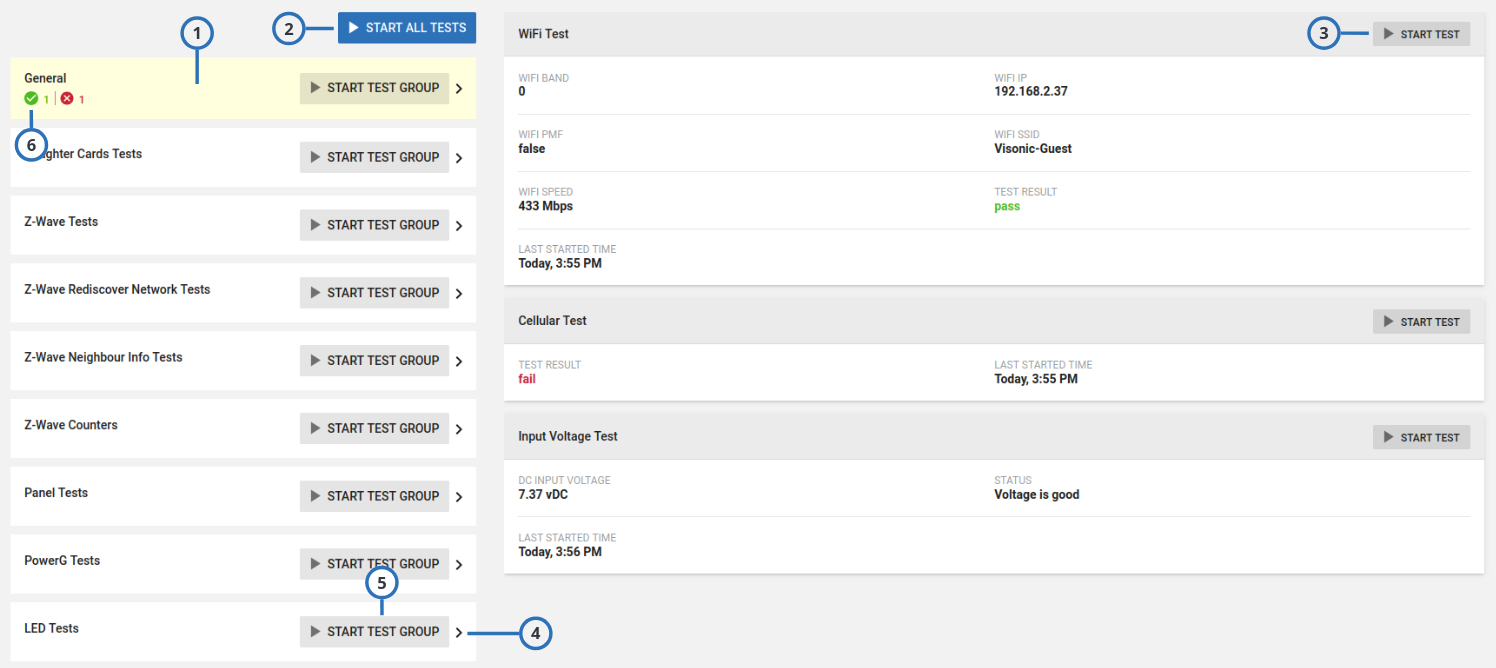 Navigating the System tests tab (light)