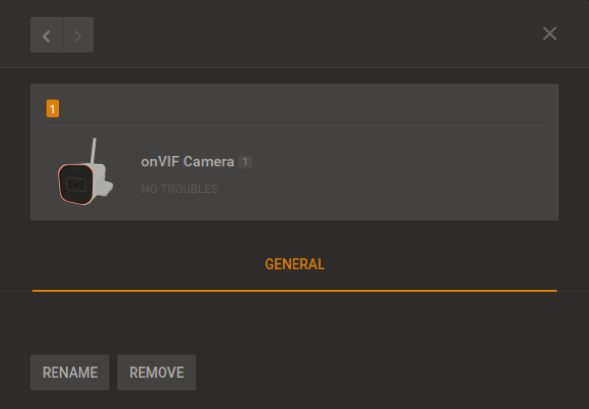 onVIF cameras display (dark)