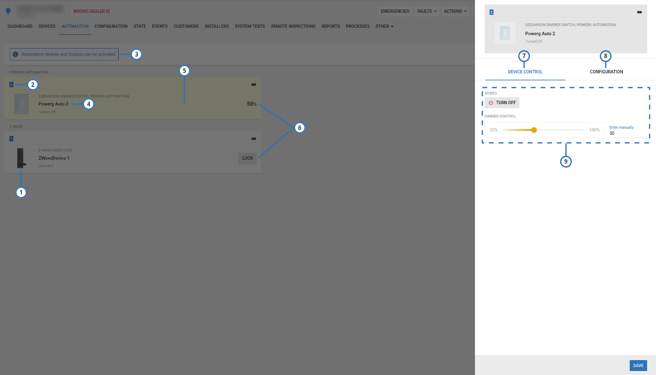 Outputs or Automation tab (light)
