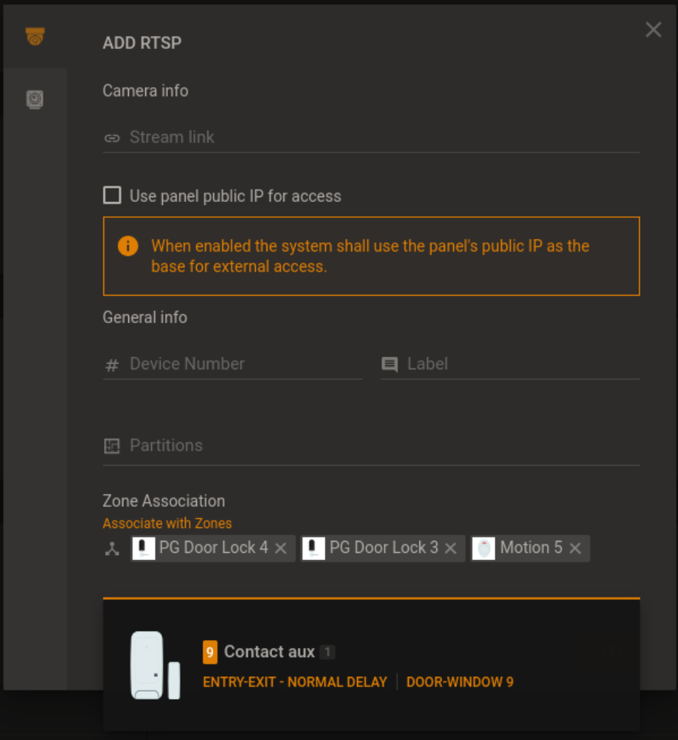 Cameras association with Zones (dark)
