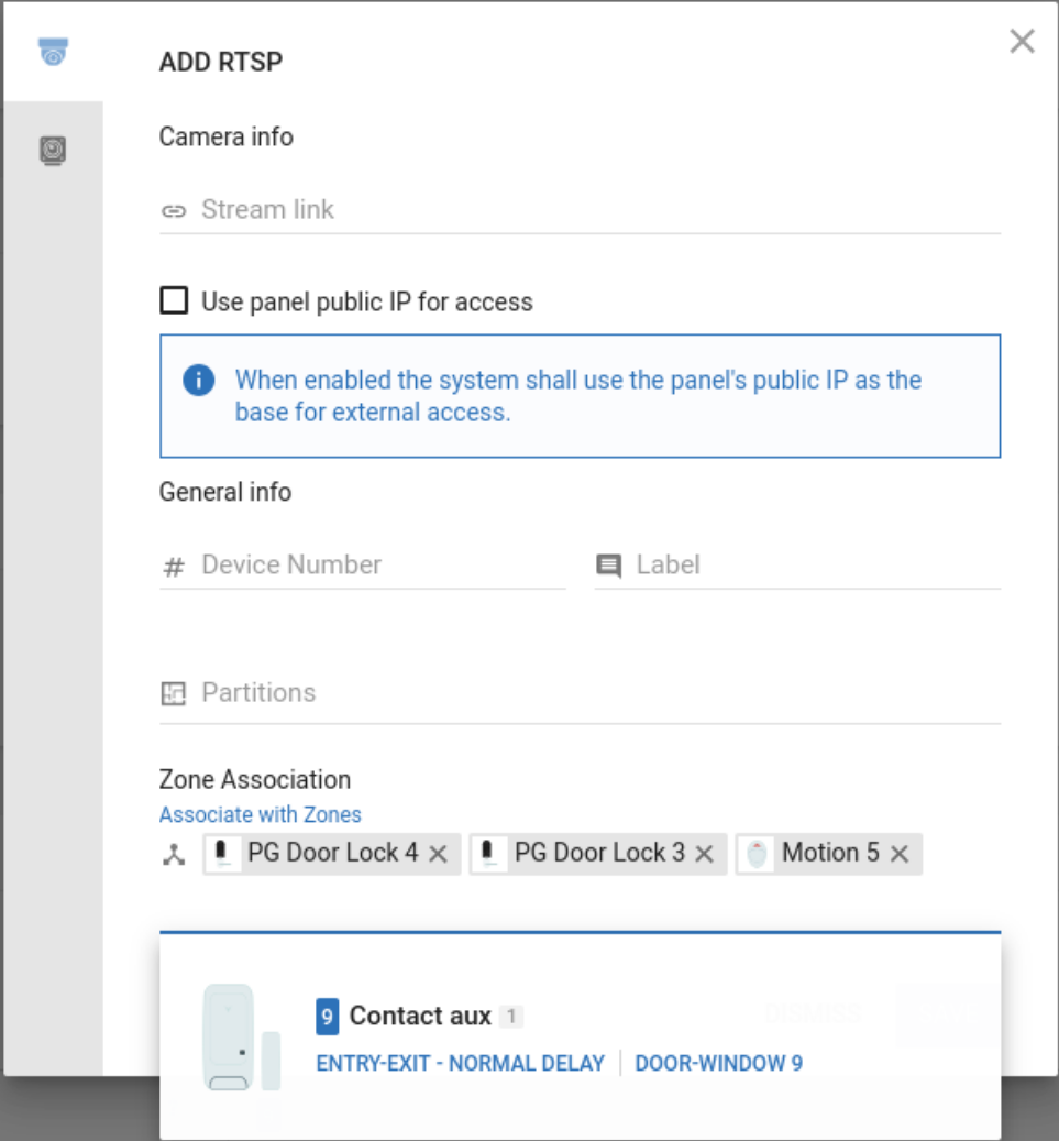 Cameras association with Zones (light)