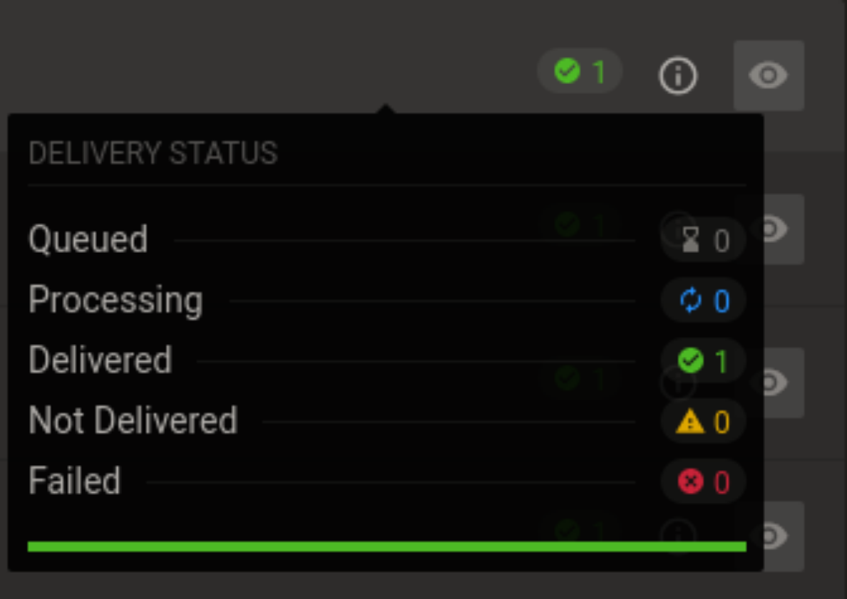 Detailed delivery status (dark)
