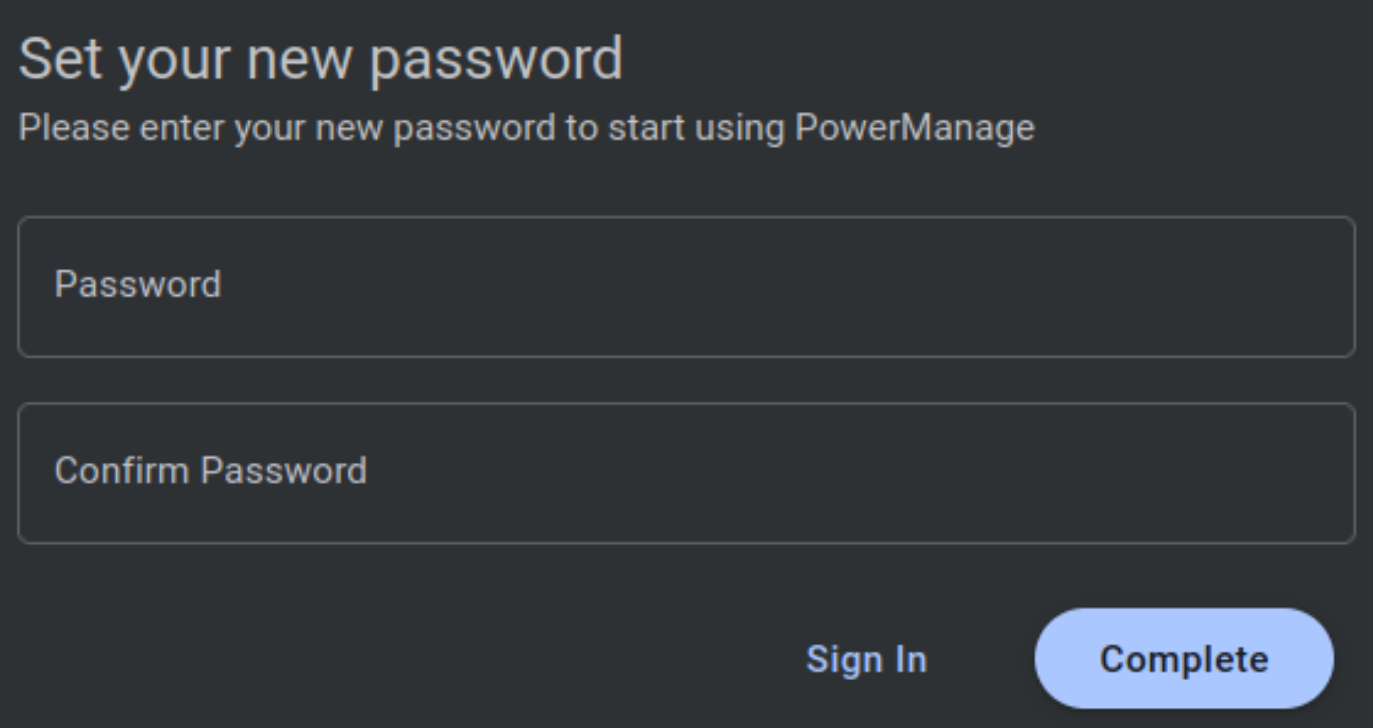 Set new password (dark)
