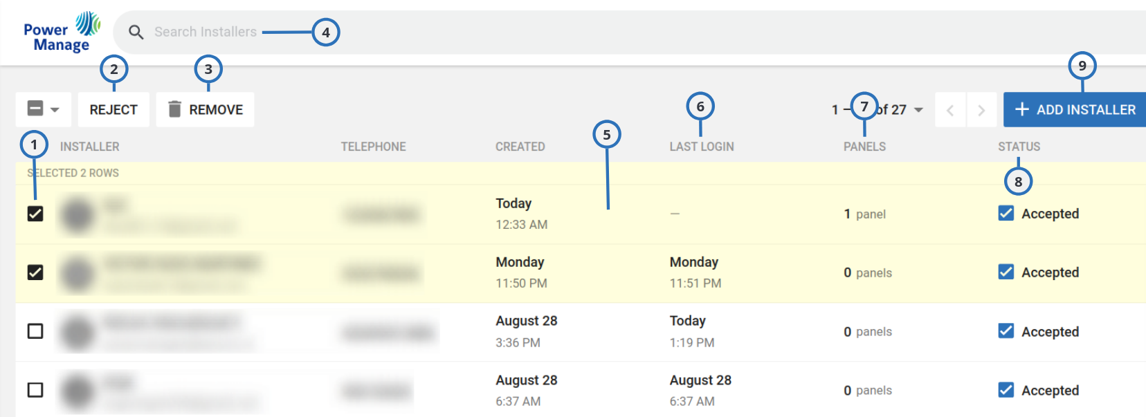 Navigating the Installers page (light)