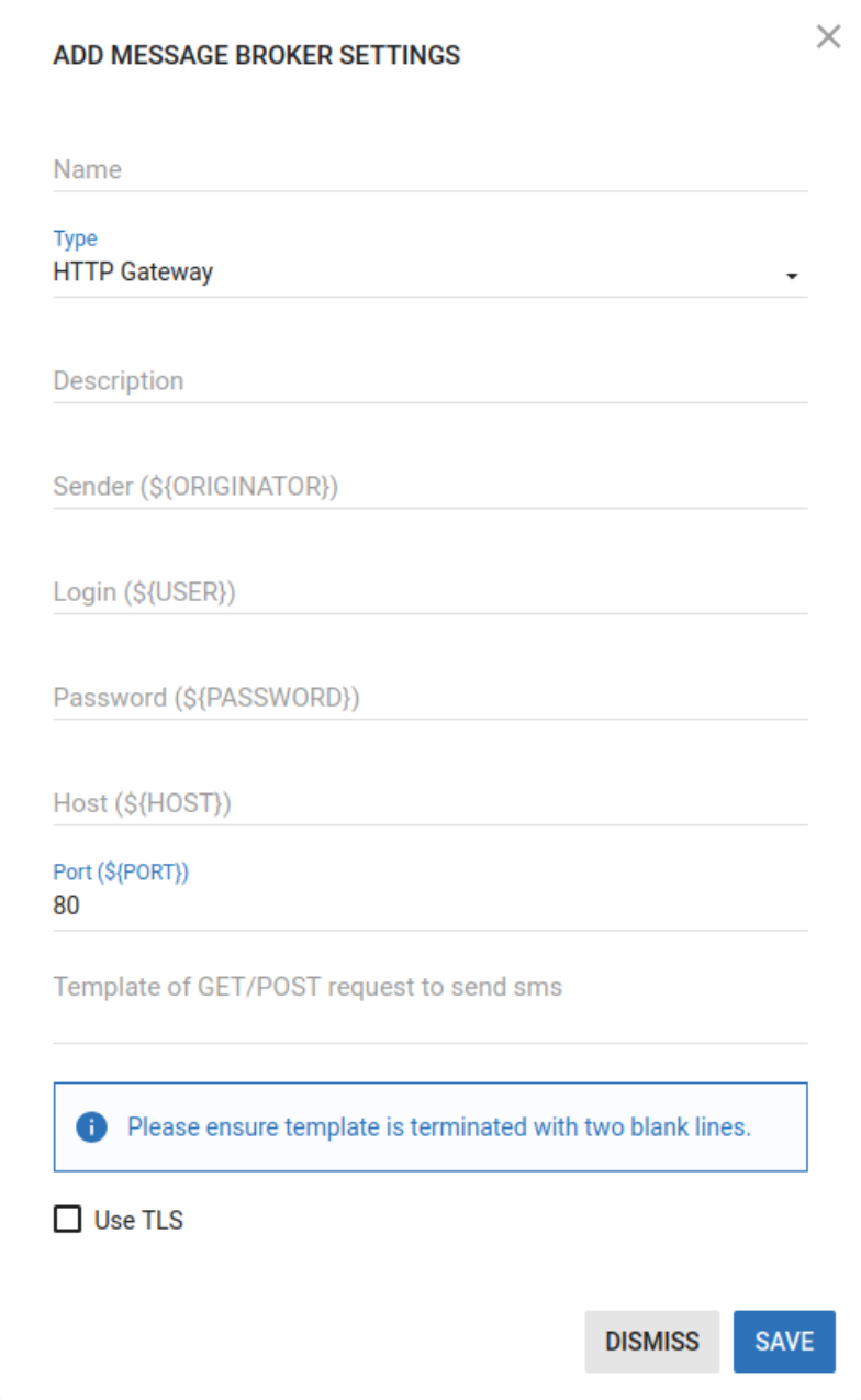 ADD MESSAGE BROKER SETTINGS dialog box (light)
