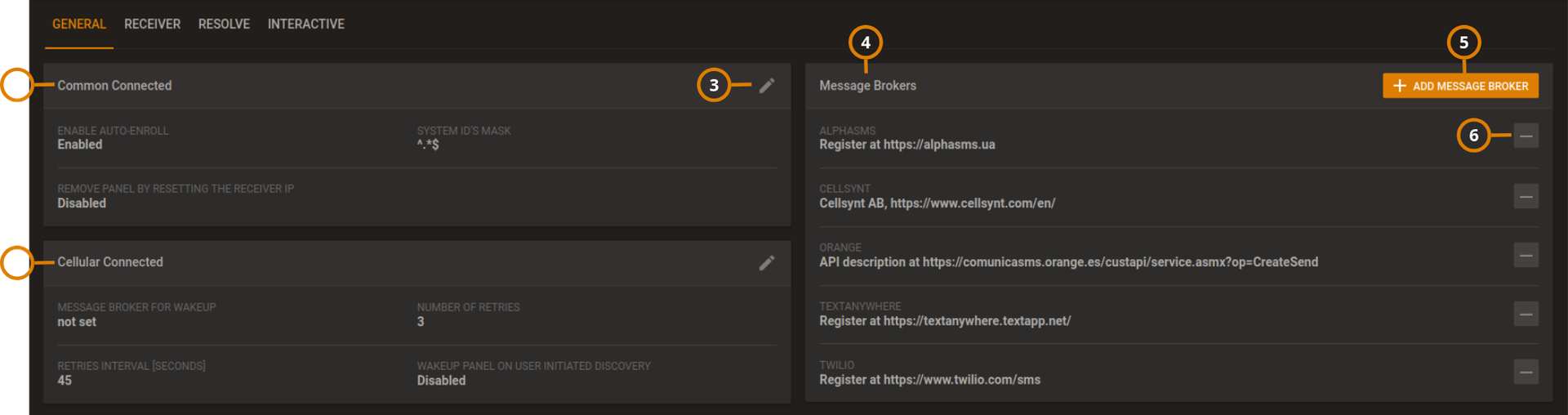 Navigating the General tab (dark)