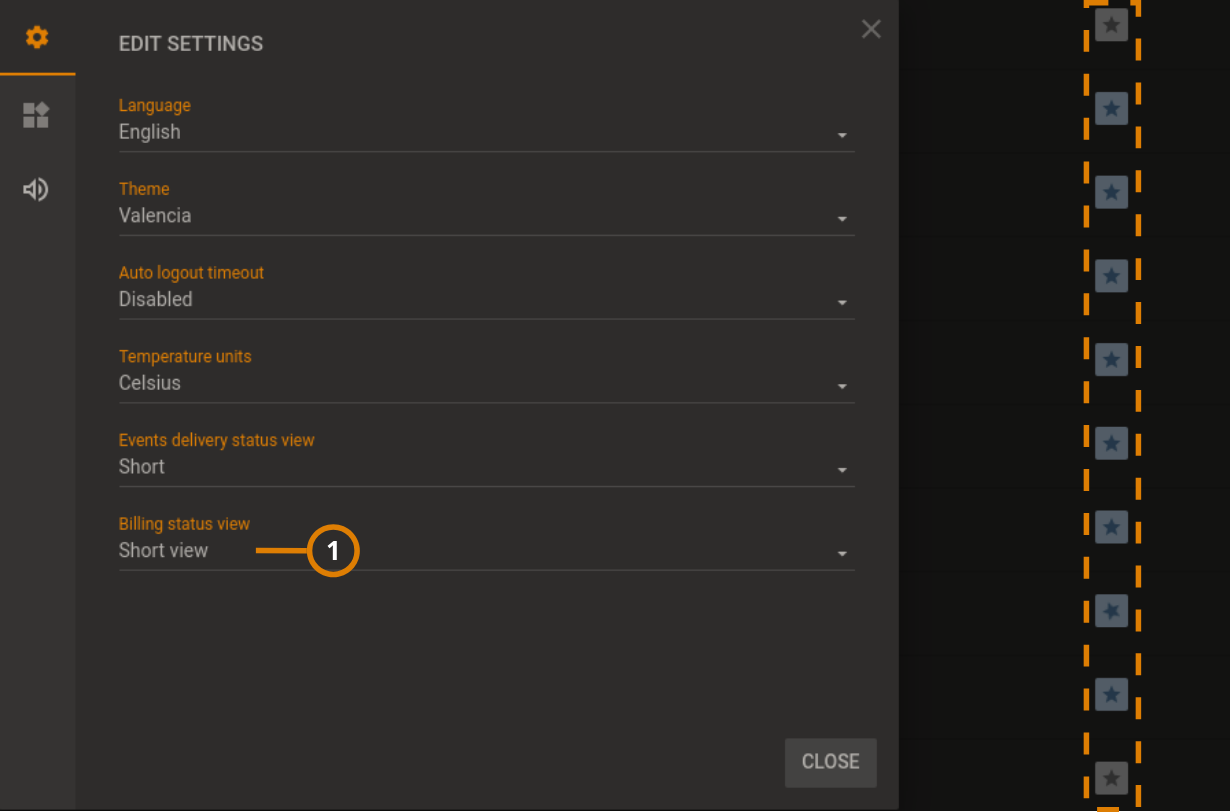 Billing status short view (dark)