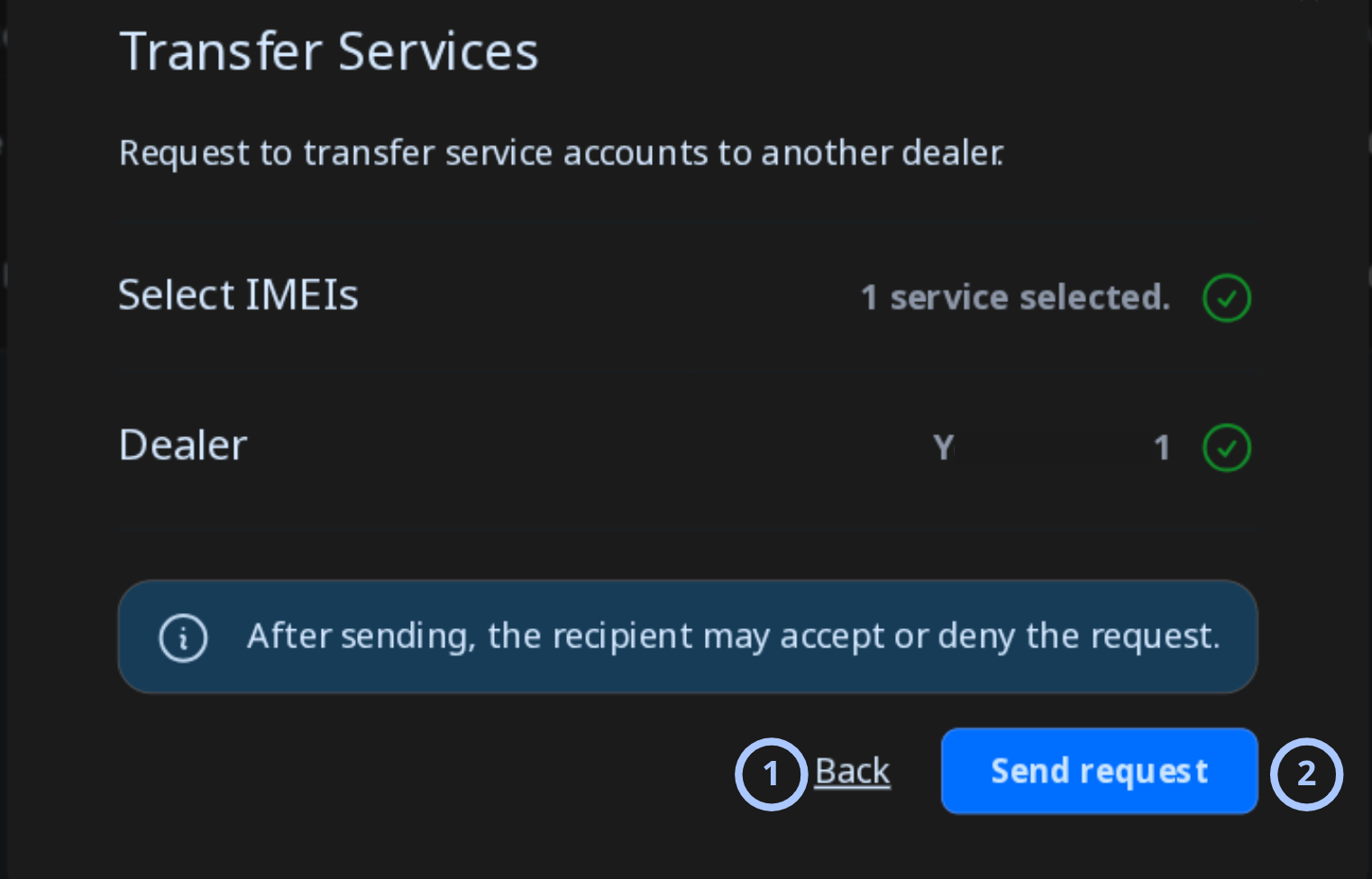 Confirm panel transfer (dark theme)