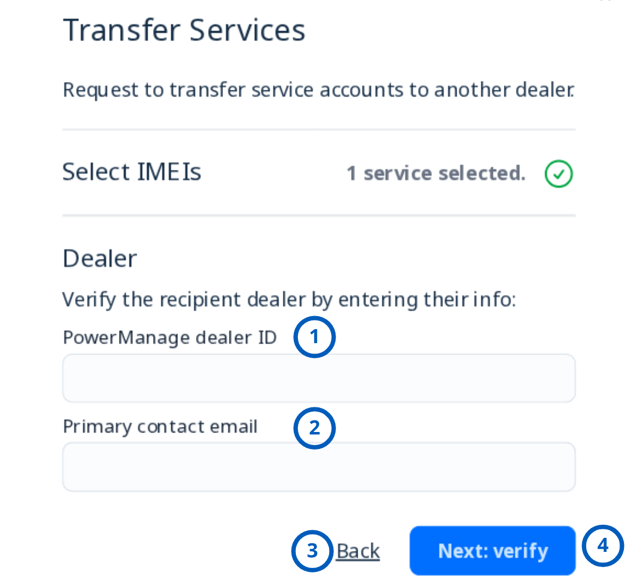 Select recipient dealer (light theme)