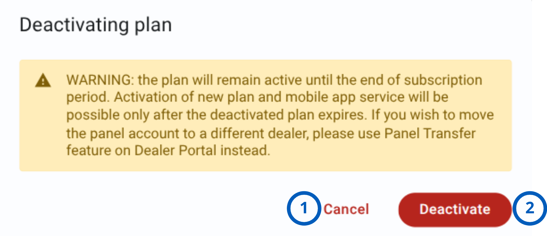 Confirm billing plan deactivation (light theme)