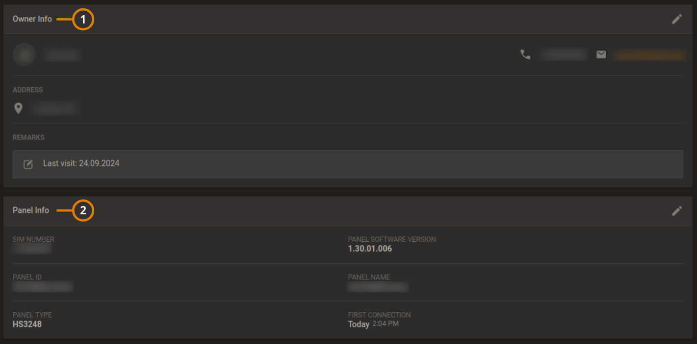 Navigating the INFO tab (dark)