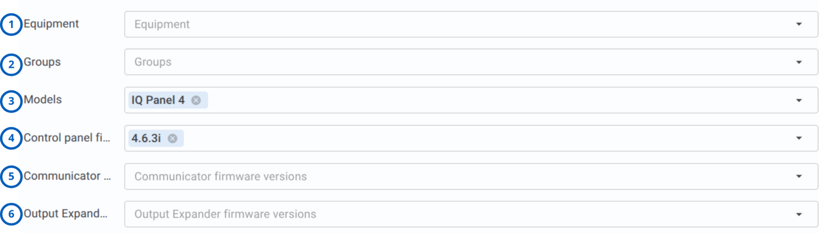 Equipment filters (light theme)
