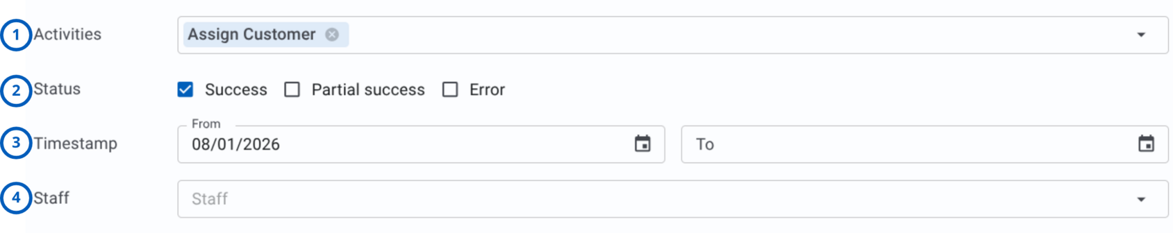 Audit log filters (light theme)