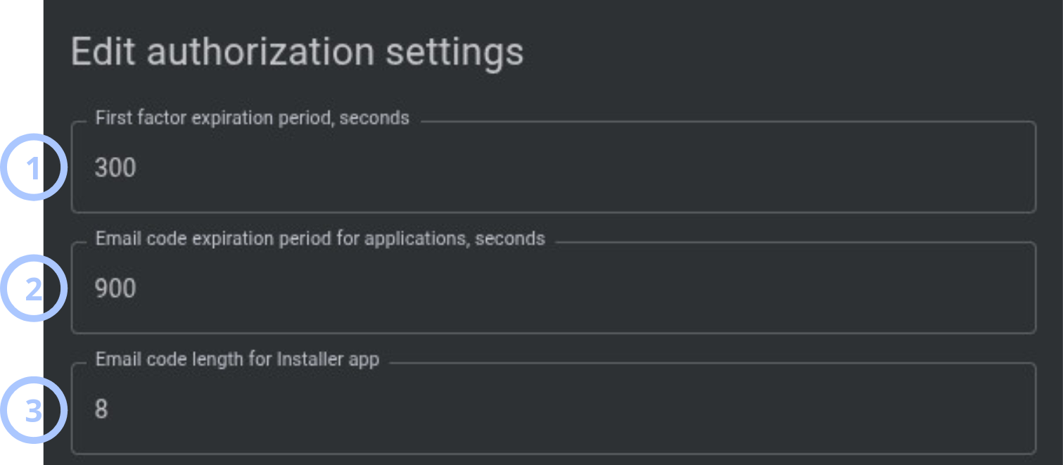 Factor & code settings (dark)