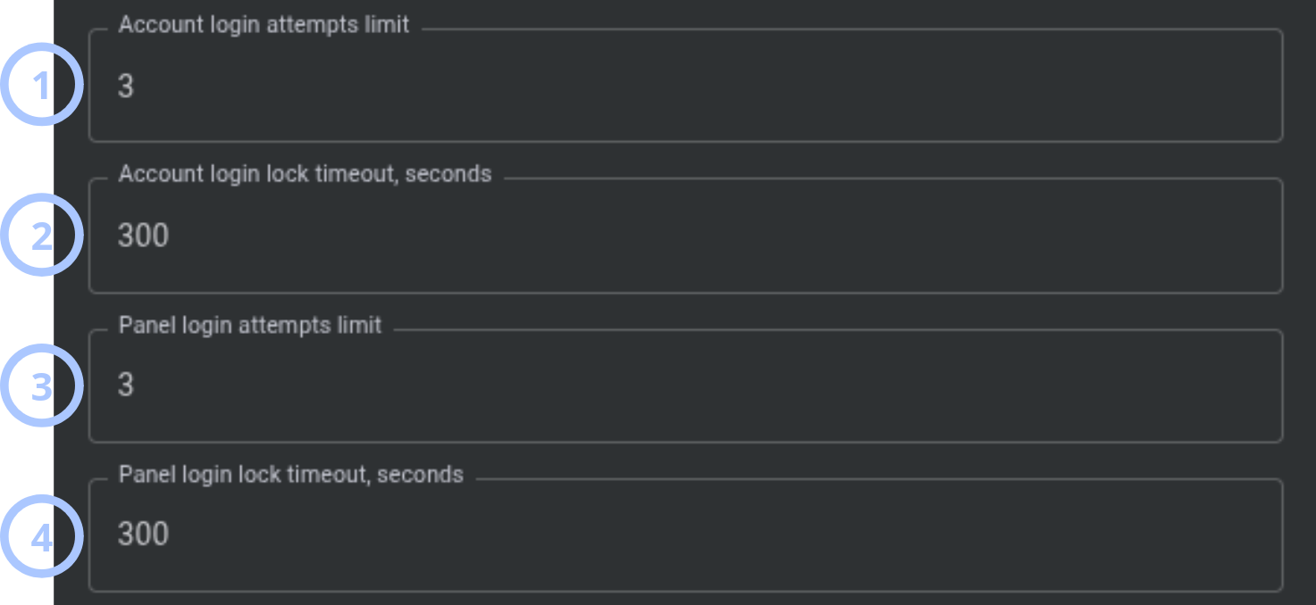 Login lockout settings (dark)